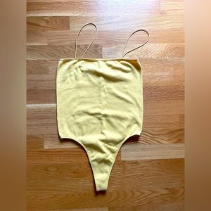 Pacsun Yellow Ribbed Bodysuit Size: M